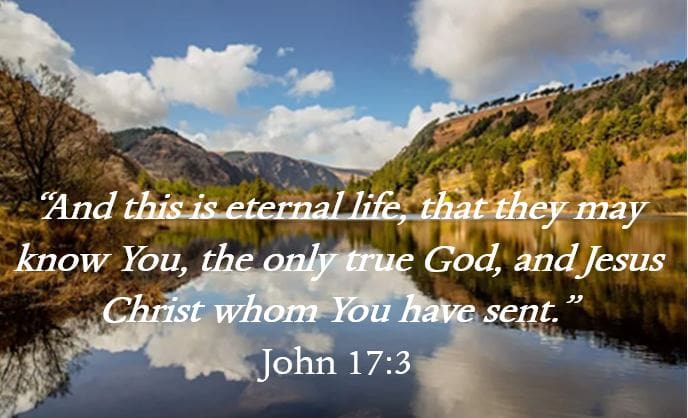 John 17:3 Now this is eternal life, that they may know You, the only true  God, and Jesus Christ, whom You have sent.